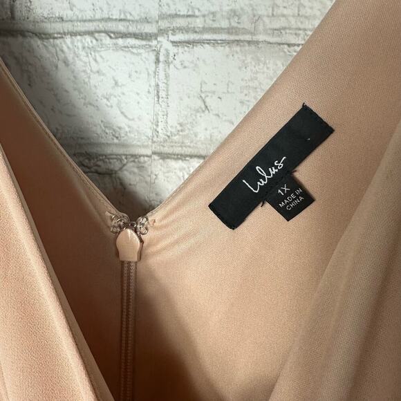 Lulus Dress Blush Pink Thoughts of Hue Surplice Maxi Gown Formal Bridesmaid 1X - Picture 3 of 9